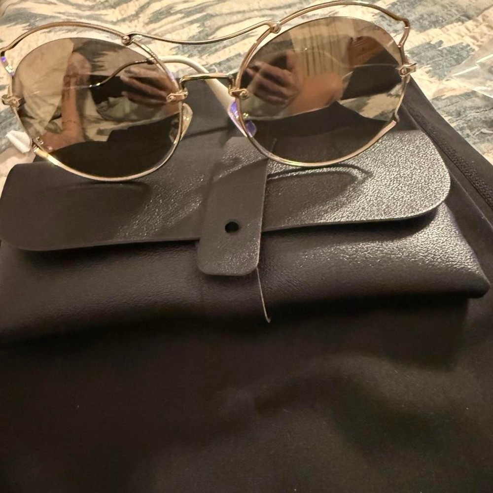 Miu Miu SMU 50S Round Gold Wire Frame Sunglasses Made in Italy SMU50S ZVN-1C0